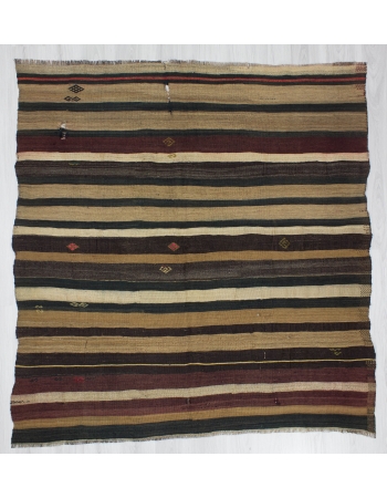 Square Striped Decorative Vintage Kilim Rug