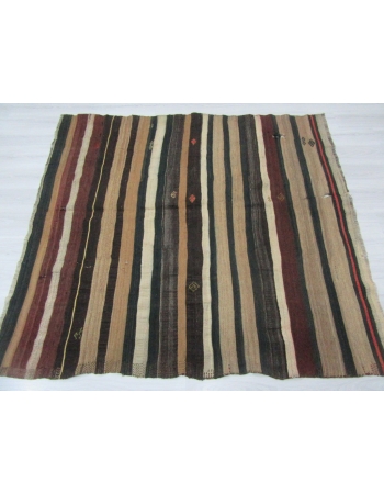 Square Striped Decorative Vintage Kilim Rug