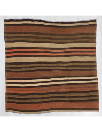 Square Vintage Striped Turkish Kilim Rug