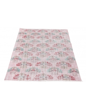 Distressed Vintage Floral Oushak Rug