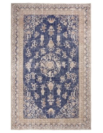 Vintage Navy Turkish Oushak Rug