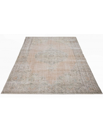 One of a Kind Vintage Washed Out Oushak Rug