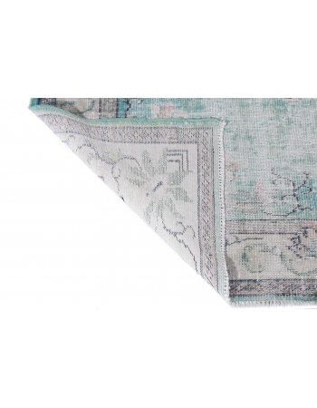 Distressed Vintage Turquoise Oushak Rug