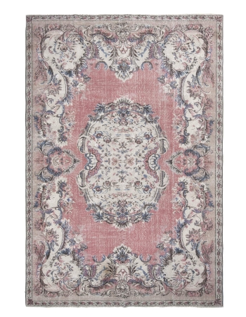 Vintage Distressed Unique Turkish Oushak Rug