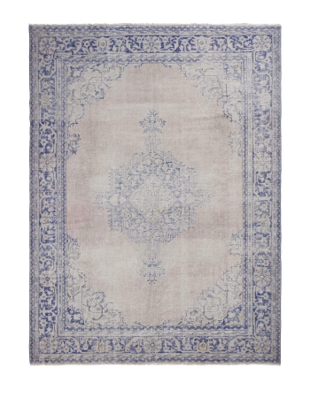 Distressed Faded Vintage Oushak Rug