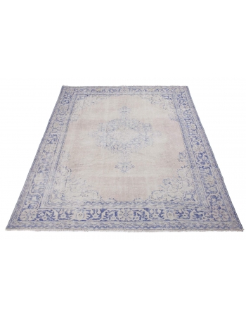 Distressed Faded Vintage Oushak Rug