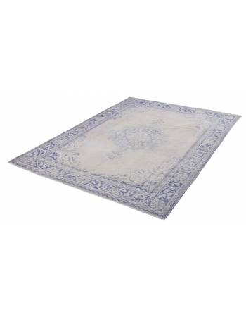 Distressed Faded Vintage Oushak Rug