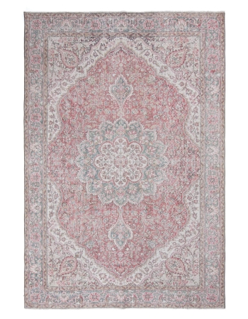 Vintage Mid-Century Floral Oushak Rug