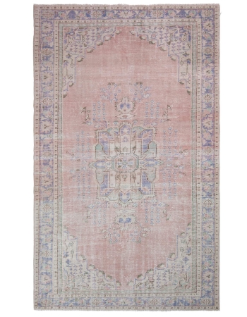 Distressed Vintage Unique Oushak Rug