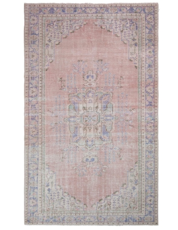 Distressed Vintage Unique Oushak Rug