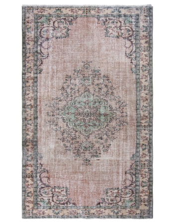 Vintage Handknotted Distressed Oushak Rug