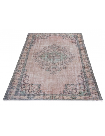 Vintage Handknotted Distressed Oushak Rug