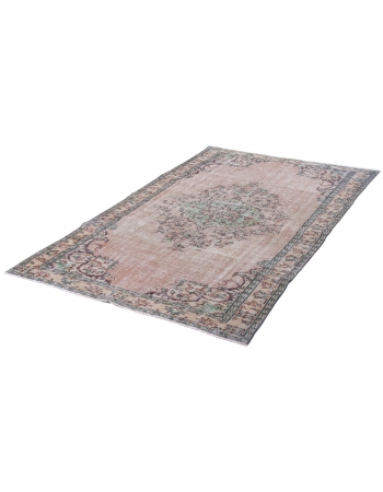 Vintage Handknotted Distressed Oushak Rug