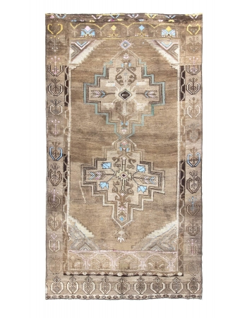 Decorative Vintage Turkish Kars Wool Rug