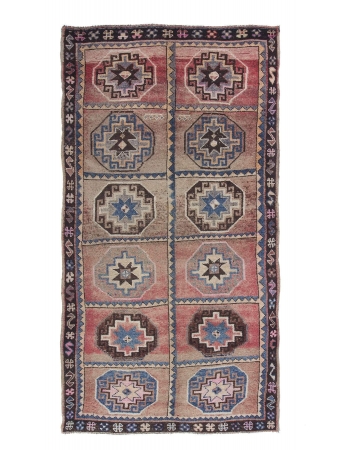 Vintage Geometric Turkish Kars Wool Rug