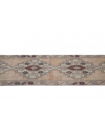 Vintage Washed Out Decorative Turkish Runner Rug