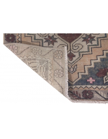 Vintage Washed Out Decorative Turkish Runner Rug