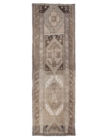 Vintage Brown Turkish Wool Kars Rug