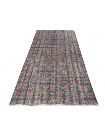 Distressed Vintage Floral Turkish Rug