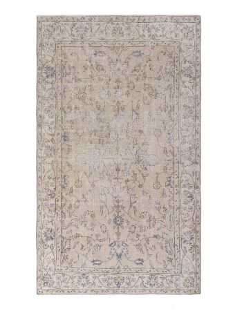 Distressed Vintage Floral Turkish Rug