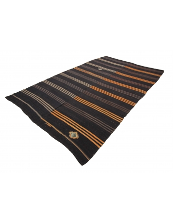 Striped Large Vintage Goat Hair Kilim Rug