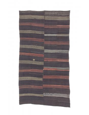 Vintage Large Striped Goat Hair Kilim Rug