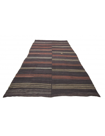 Vintage Large Striped Goat Hair Kilim Rug