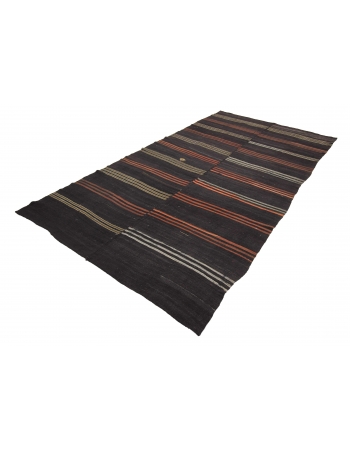 Vintage Large Striped Goat Hair Kilim Rug