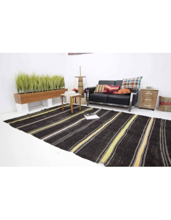 Striped Vintage Turkish Kilim Rug