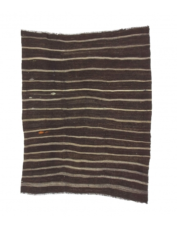 Vintage Striped Brown Kilim Rug