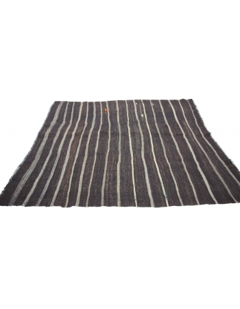 Vintage Striped Brown Kilim Rug