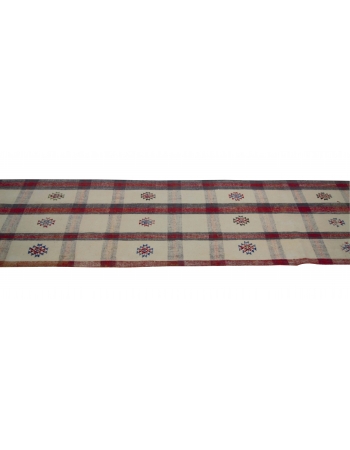 Vintage Long Cotton Kilim Runner Rug