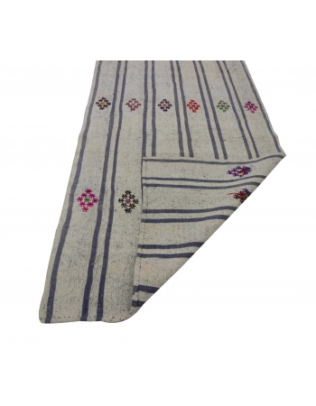 Vertical Striped Long Vintage Kilim Runner Rug