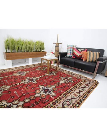 Oversized Vintage Turkish Wool Kilim Rug