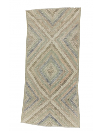 Vintage Embroidered Faded Turkish Kilim Rug