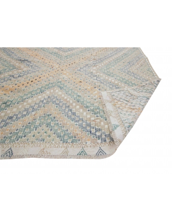 Washed Out Vintage Embroidered Kilim Rug