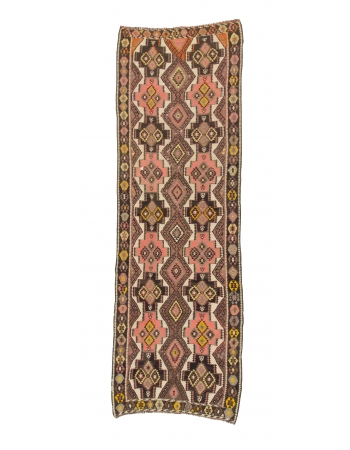 Handwoven Vintage Wool Kars Kilim Rug