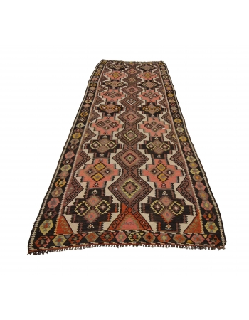 Handwoven Vintage Wool Kars Kilim Rug