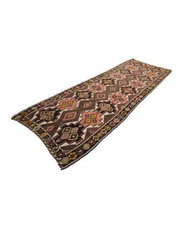 Handwoven Vintage Wool Kars Kilim Rug