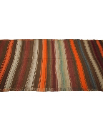 Striped Vintage Wool Turkish Kilim Rug