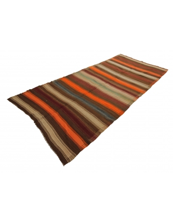 Striped Vintage Wool Turkish Kilim Rug