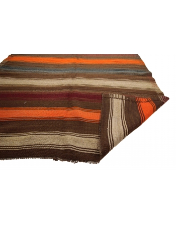 Striped Vintage Wool Turkish Kilim Rug