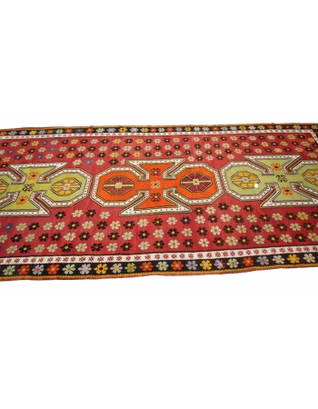 Colorful Vintage Turkish Wool Kilim Rug