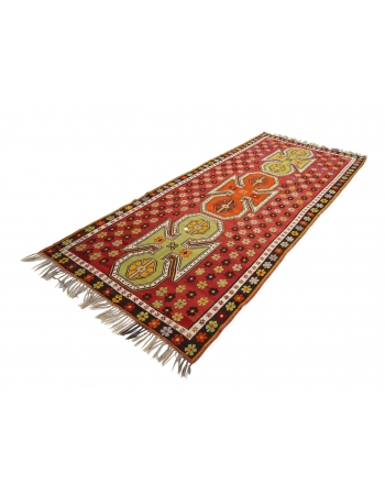 Colorful Vintage Turkish Wool Kilim Rug