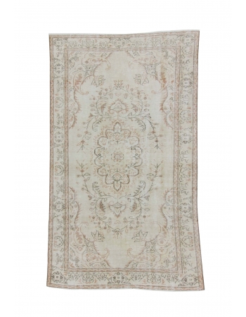 Washed Out Vintage Turkish Oushak Rug