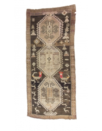 One Of A Kind Vintage Turkish Kars Rug