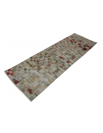 Vintage Washed Out Deco Runner Rug