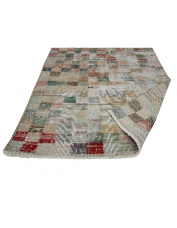 Vintage Washed Out Deco Runner Rug