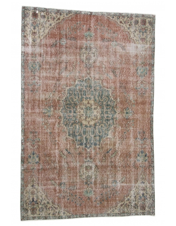 Vintage Distressed Turkish Oushak Rug