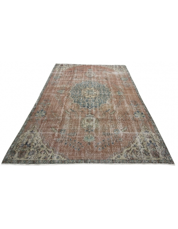 Vintage Distressed Turkish Oushak Rug